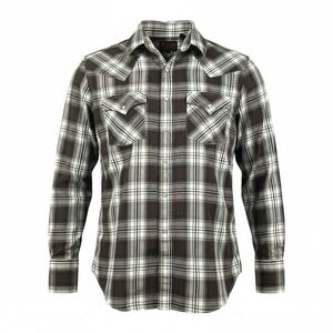 PLAINS WESTERN WEAR Western Shirt Mens Small Brown Plaid Pearl Snap